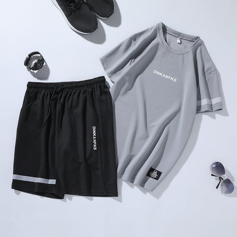 Men's Running Gym Short-Sleeve Sportswear Set